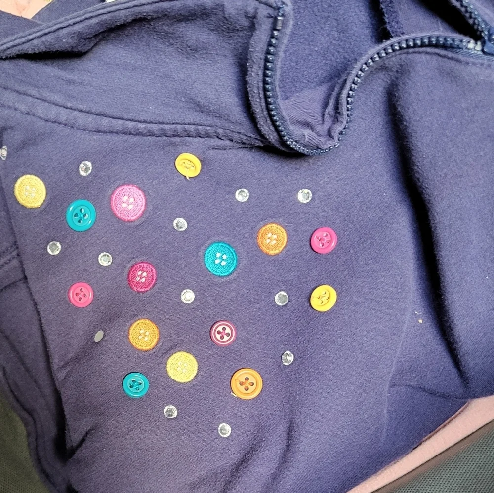 Gymboree Kids Blue Sweatshirt with Decorative Zipper & Button Design Size S(5-6)
